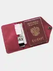 Багровый обложка для паспорта, натуральная кожа