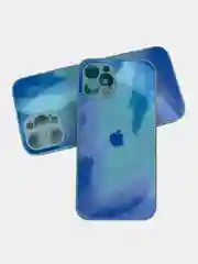 Голубой чехол накладка с акварельным принтом Apple iPhone X, XS, 11, 12 Pro, 12 Pro Max