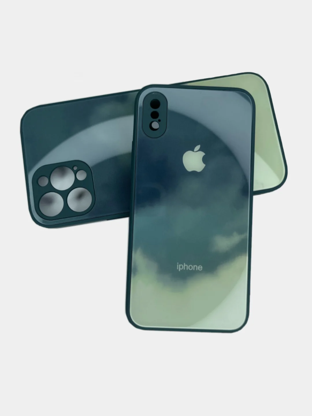 Угольный чехол накладка с акварельным принтом Apple iPhone X, XS, 11, 12 Pro, 12 Pro Max