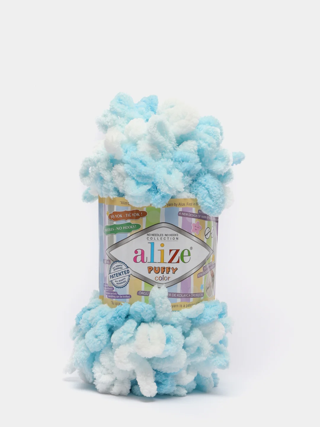 Голубой пряжа Alize Puffy Color 100% Микрополиэстер 100г  9м