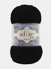 Черный пряжа плюшевая Alize Velluto, 100% микрополиэстер, 100 г, 68 м