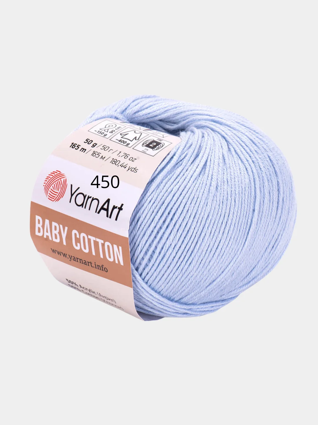 Ледяной пряжа YarnArt Baby Cotton, 50% хлопок, 50% акрил, 50 г, 165 м