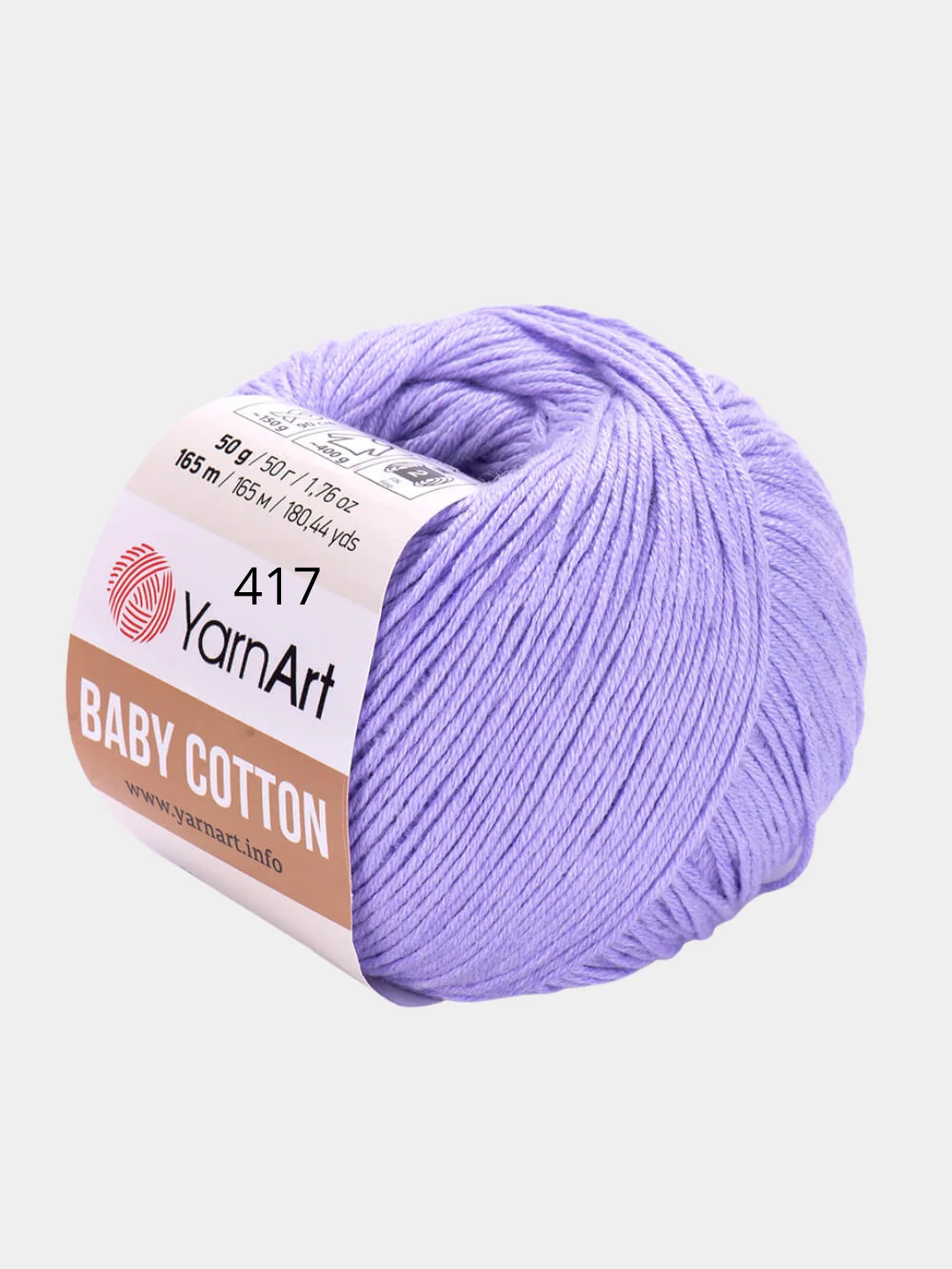 Лавандовый пряжа YarnArt Baby Cotton, 50% хлопок, 50% акрил, 50 г, 165 м