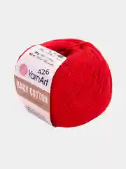Красный пряжа YarnArt Baby Cotton, 50% хлопок, 50% акрил, 50 г, 165 м
