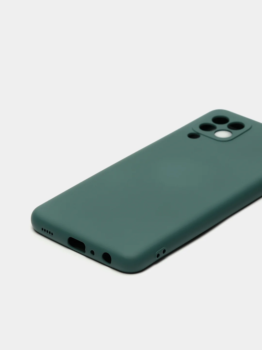 Зеленый чехол силиконовый с защитой камеры для Samsung A22 / M32 / M22 с бархатной подкладкой
