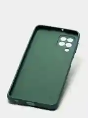 Зеленый чехол силиконовый с защитой камеры для Samsung A22 / M32 / M22 с бархатной подкладкой