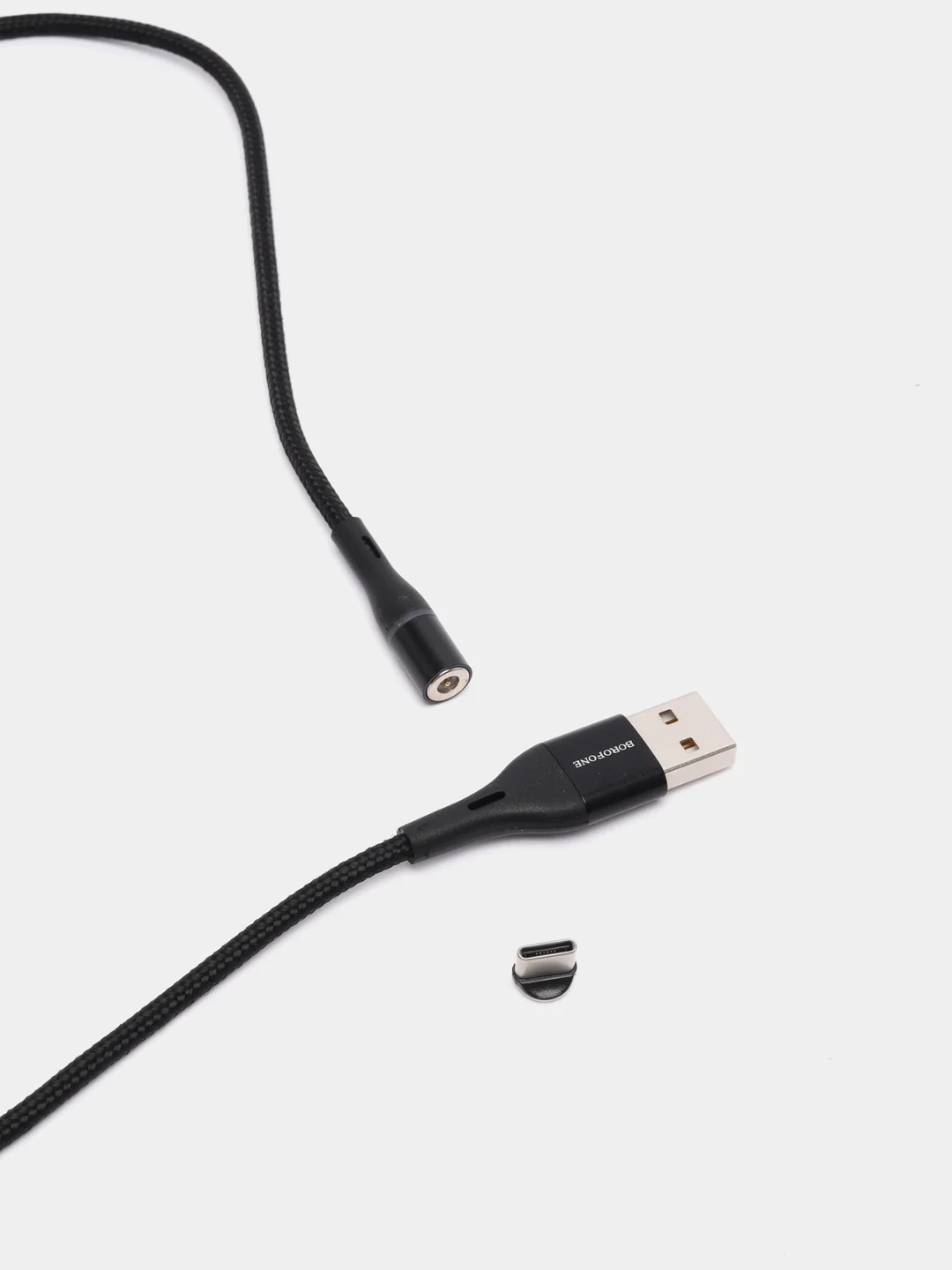 Черный кабель магнитный Borofone BU16 (1.2м,Type-C/MicroUSB/LIghtning) для Android и Apple iPhone