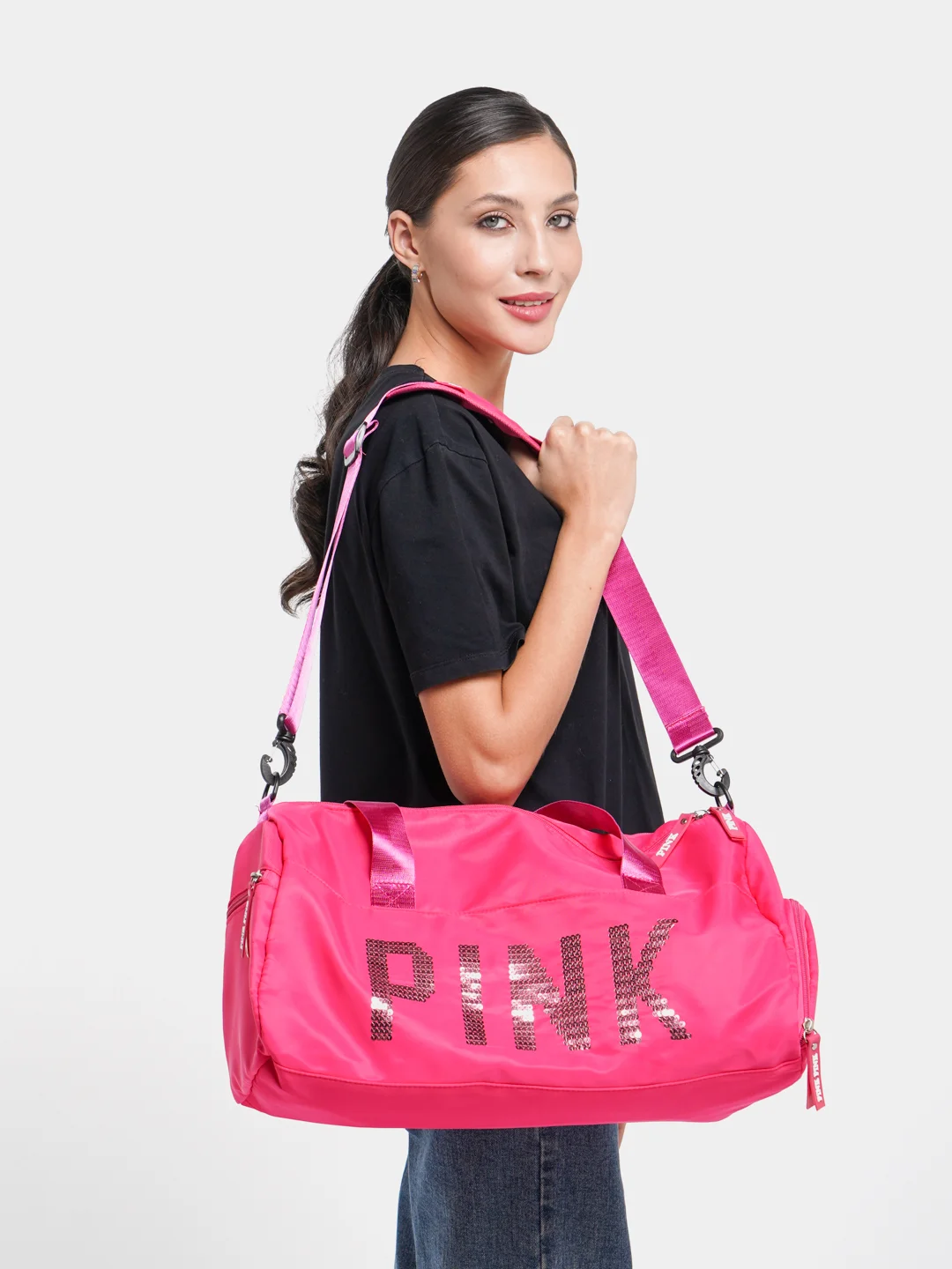 Красный сумка спортивная женская Pink  для фитнеса