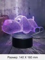Алый светильник-ночник 3D, светодиодный, с пультом, цветной, RGB