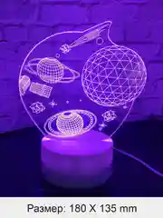 Бронзовый светильник-ночник 3D, светодиодный, с пультом, цветной, RGB