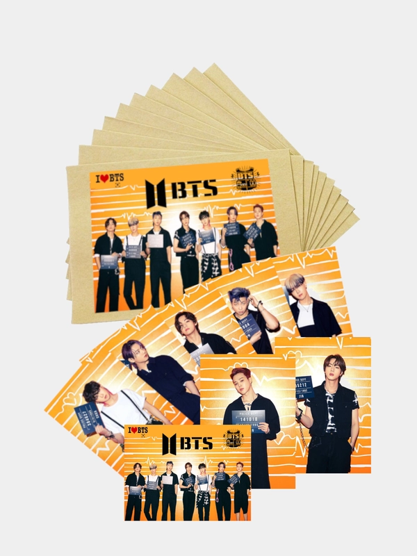 Набор фото открыток в конверте с принтом k-pop группы BTS