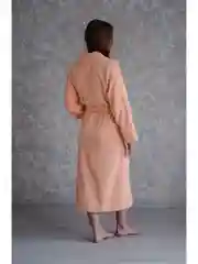 Халат женский, махровый, банный, персиковый