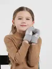Серый металлик варежки детские с мехом внутри для мальчика / девочки