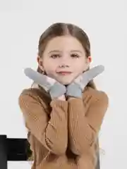 Серый металлик варежки детские с мехом внутри для мальчика / девочки