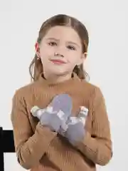 Серый варежки детские с мехом внутри для мальчика / девочки