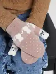 Бежевый варежки детские с мехом внутри для мальчика / девочки