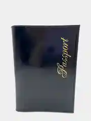 Черный обложка для паспорта натуральная кожа, тиснение фольгой