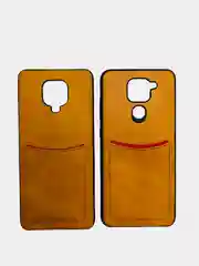 Коричневый чехол из эко кожи с карманом для карт на Xiaomi Redmi 10X, Note 9s, Note 9 Pro, Note 9