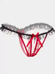 Сексуальные трусы стринги/ Трусики эротические с пикантным разрезом и бисерной вставкой