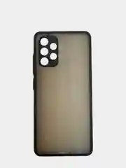 Черный чехол для Samsung A32 4G матовый, с защитой для камеры с цветными кнопками
