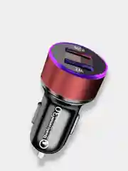 Красный автомобильное зарядное устройство, 2USB, QC3 (быстрая зарядка) и 2,4А
