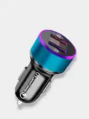 Синий автомобильное зарядное устройство, 2USB, QC3 (быстрая зарядка) и 2,4А