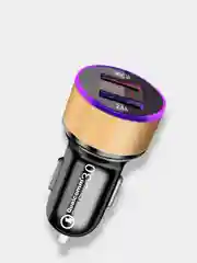 Золотой автомобильное зарядное устройство, 2USB, QC3 (быстрая зарядка) и 2,4А