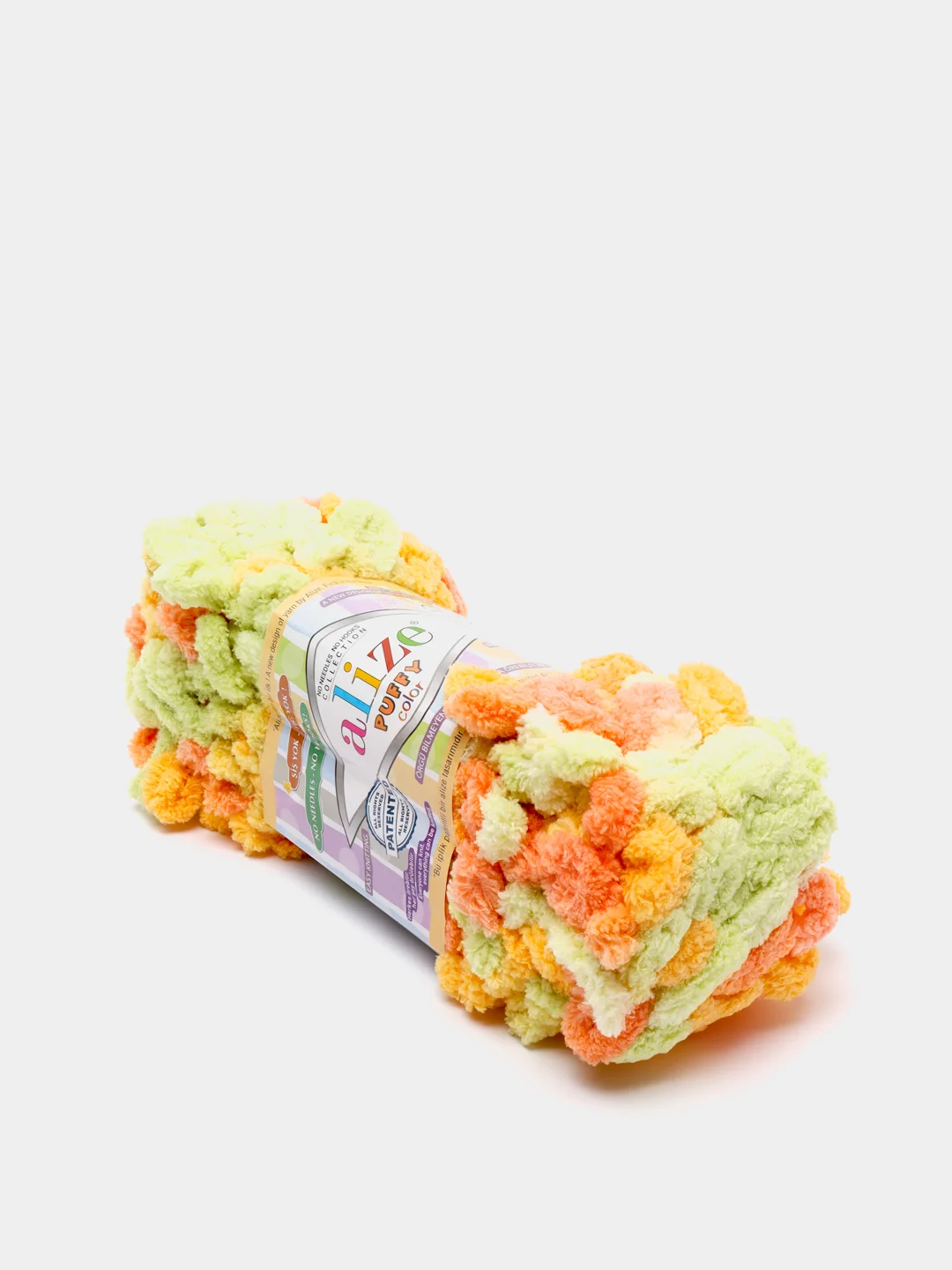Салатовый пряжа Alize Puffy Color, петельки, 5 штук, микрополиэстер