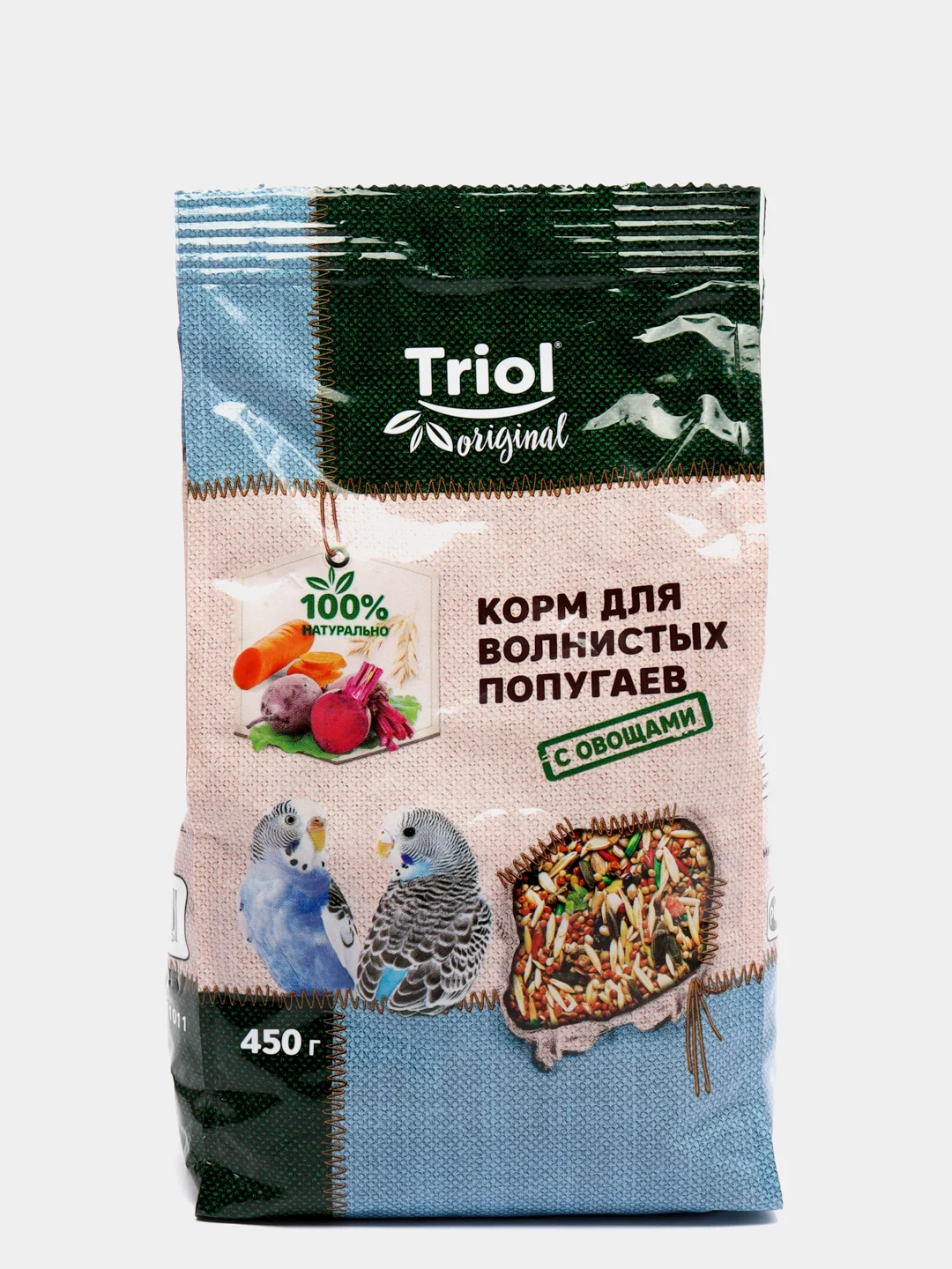 Основной корм Triol для волнистых попугаев с овощами, 450г