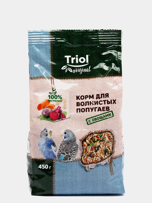 Основной корм Triol  для волнистых попугаев с овощами, 450г