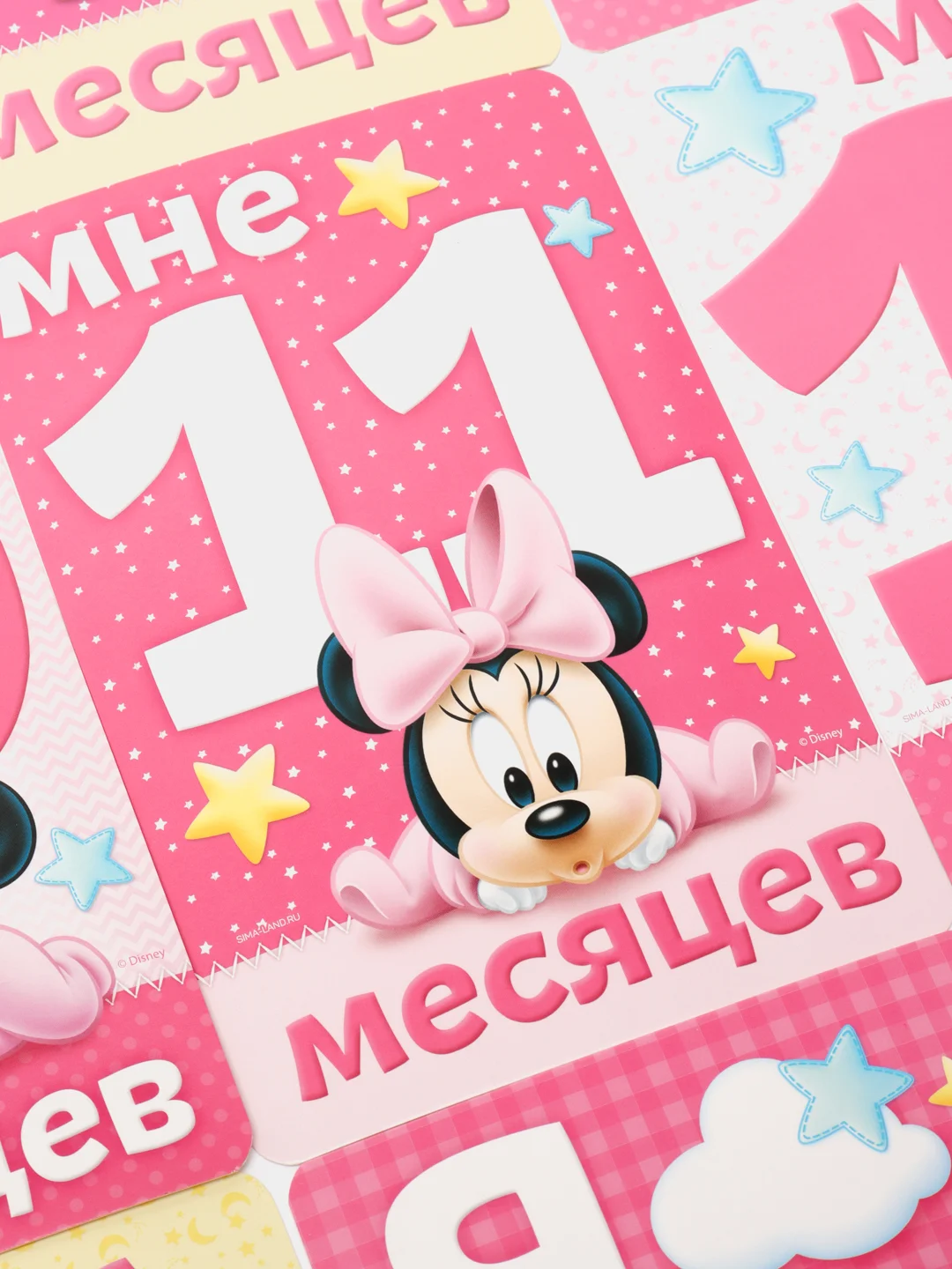 Набор карточек, карточки  для фотосессии малыша по месяцам  "Минни Маус", 12 х 8 см