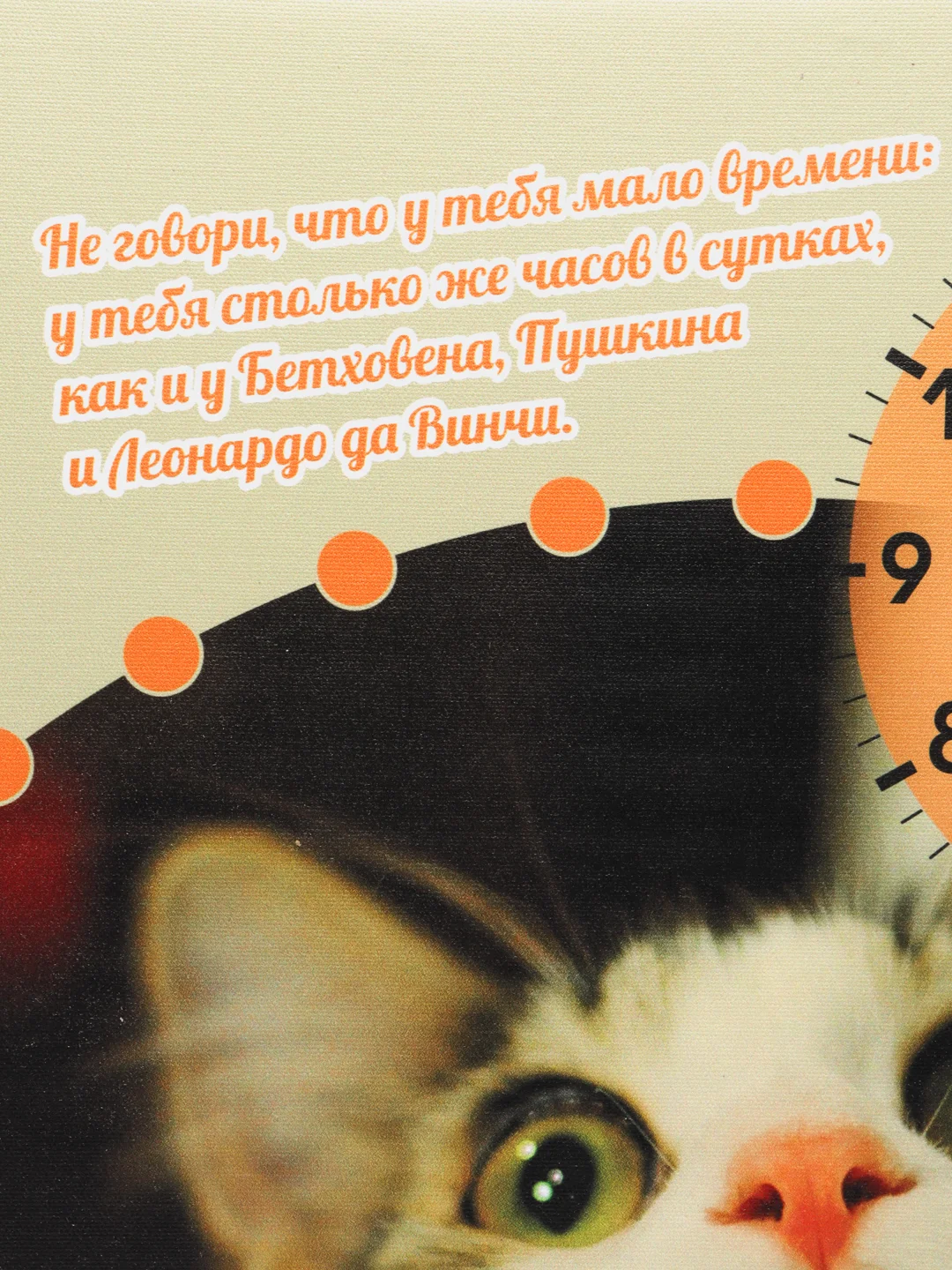 Часы настенные на холсте "Кот. Не говори, что у тебя мало времени"
