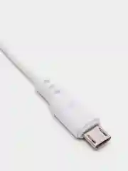 Белый кабель, Шнур, Провод, USB - microUSB, 2.4A, 1м, Denmen D01V, микро усб, микро юсб, андроид