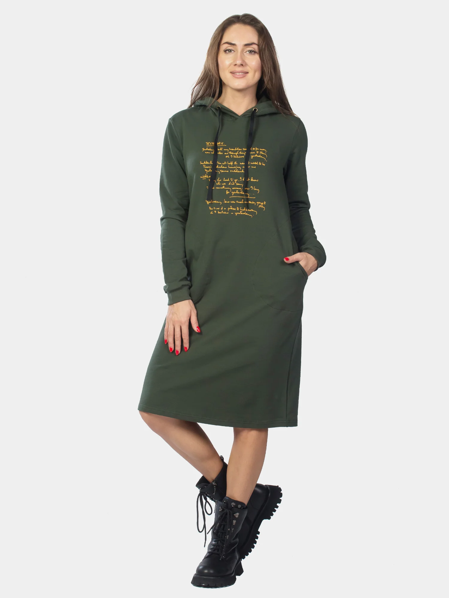 Платье из футера KLERY Yesterday ФП1357П5, хаки