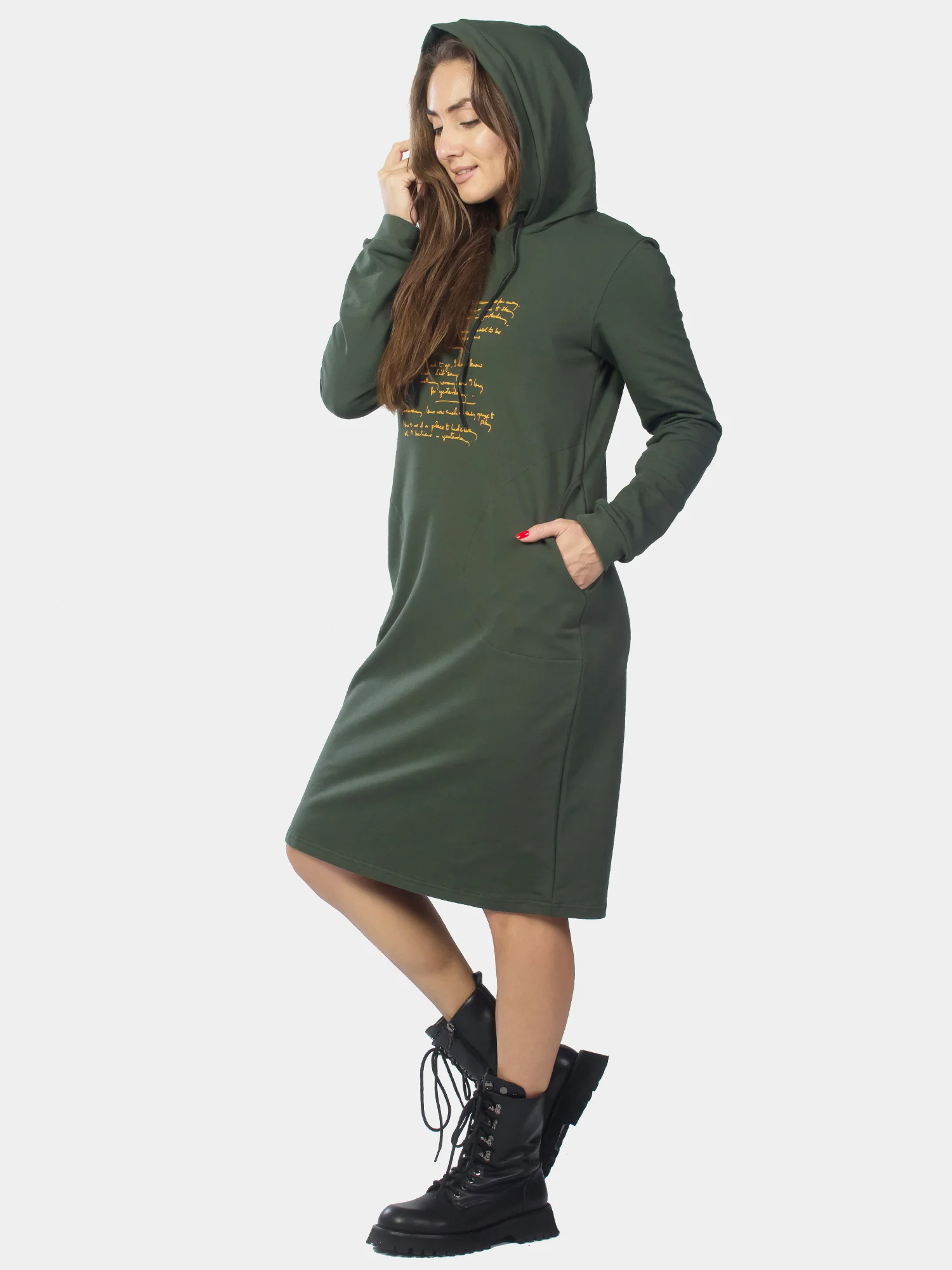 Платье из футера KLERY Yesterday ФП1357П5, хаки
