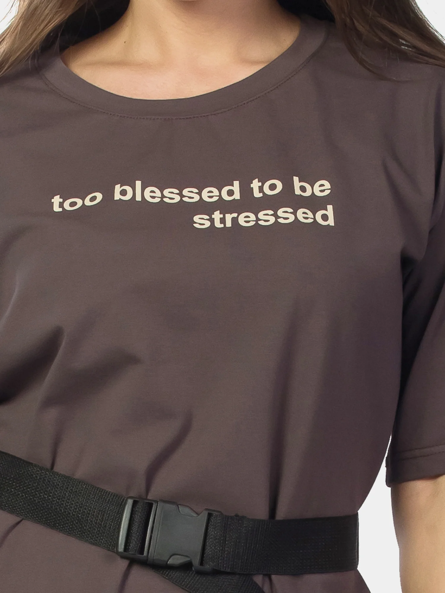 Платье женское too blessed to be stressed коричневое, KLERY