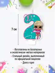 LOL. Парафиновая свеча в торт (цифра 2 с героем), в блистере
