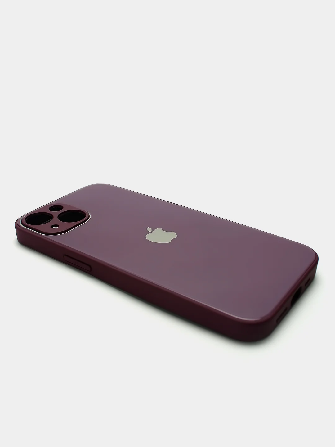 Тёмно-бордовый чехол силиконовый со стеклянной панелью для iPhone 13