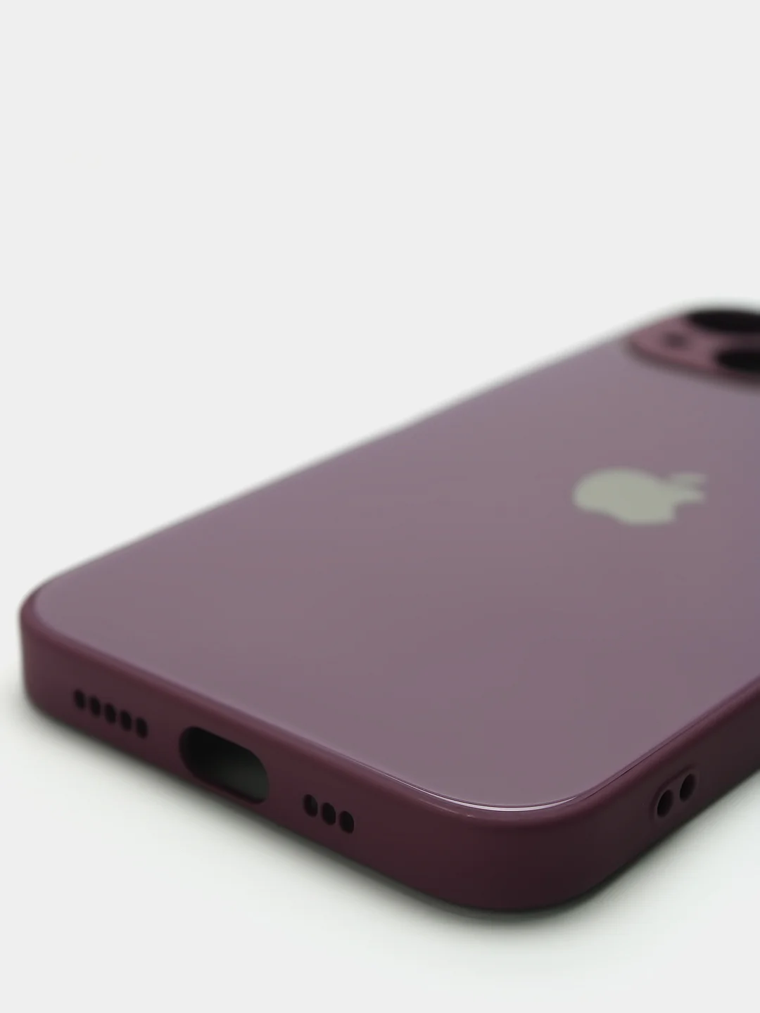 Тёмно-бордовый чехол силиконовый со стеклянной панелью для iPhone 13