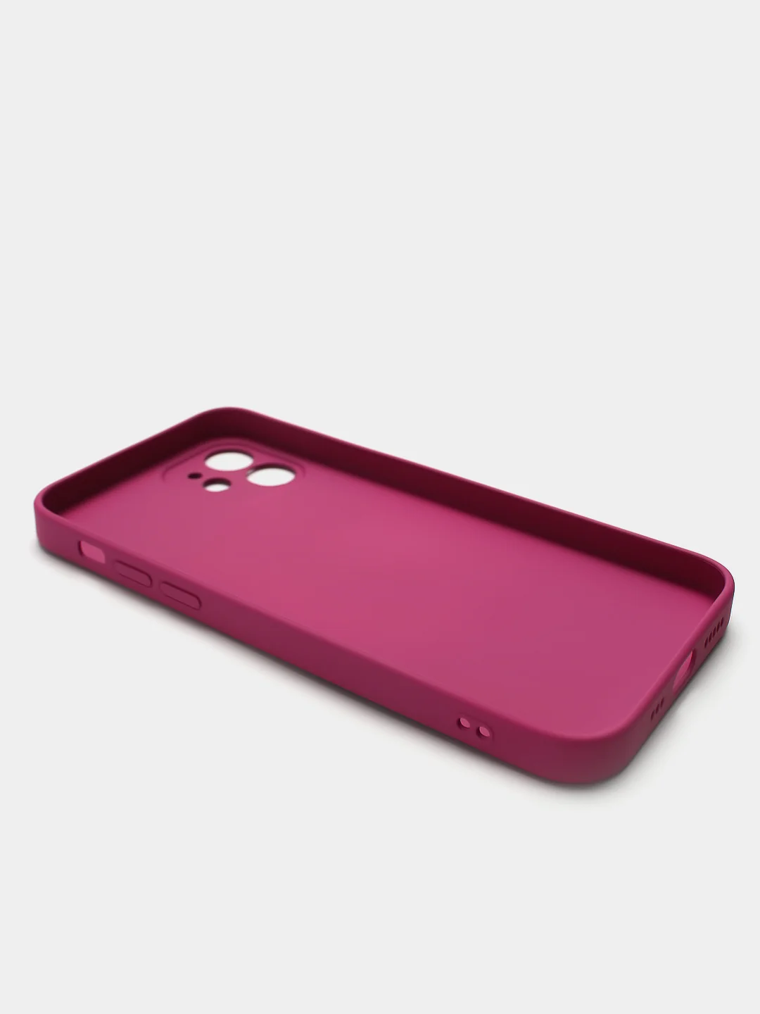 Тёмно-розовый силиконовый чехол для iPhone 12, со стеклянной панелью