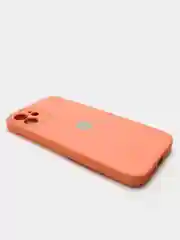 Оранжевый силиконовый чехол для iPhone 12, со стеклянной панелью