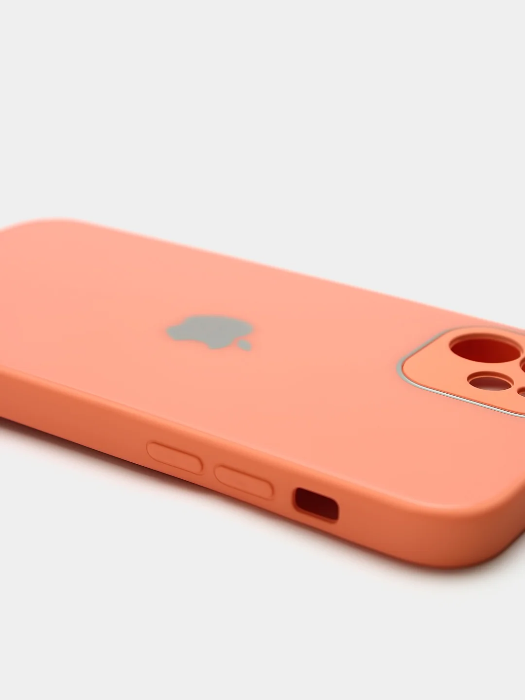 Оранжевый силиконовый чехол для iPhone 12, со стеклянной панелью