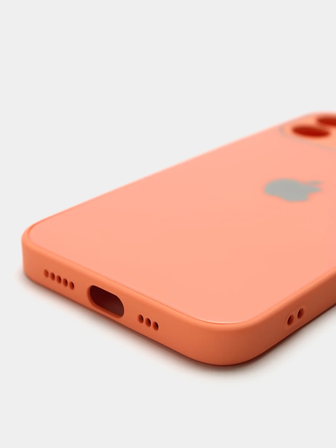 Оранжевый силиконовый чехол для iPhone 12, со стеклянной панелью