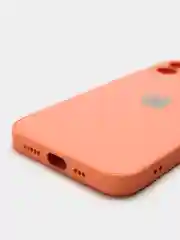 Оранжевый силиконовый чехол для iPhone 12, со стеклянной панелью