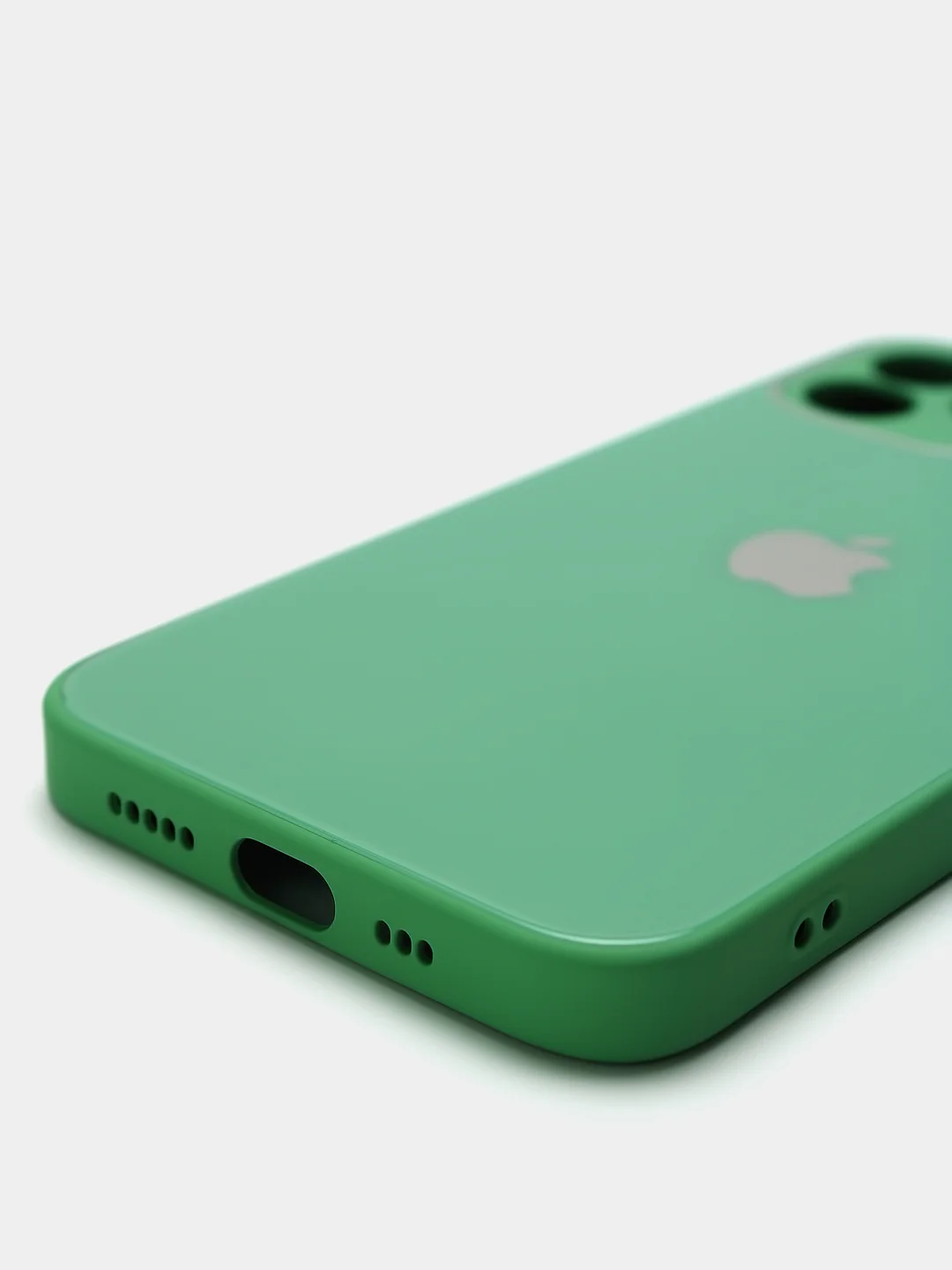 Лесной зеленый силиконовый чехол для iPhone 12, со стеклянной панелью