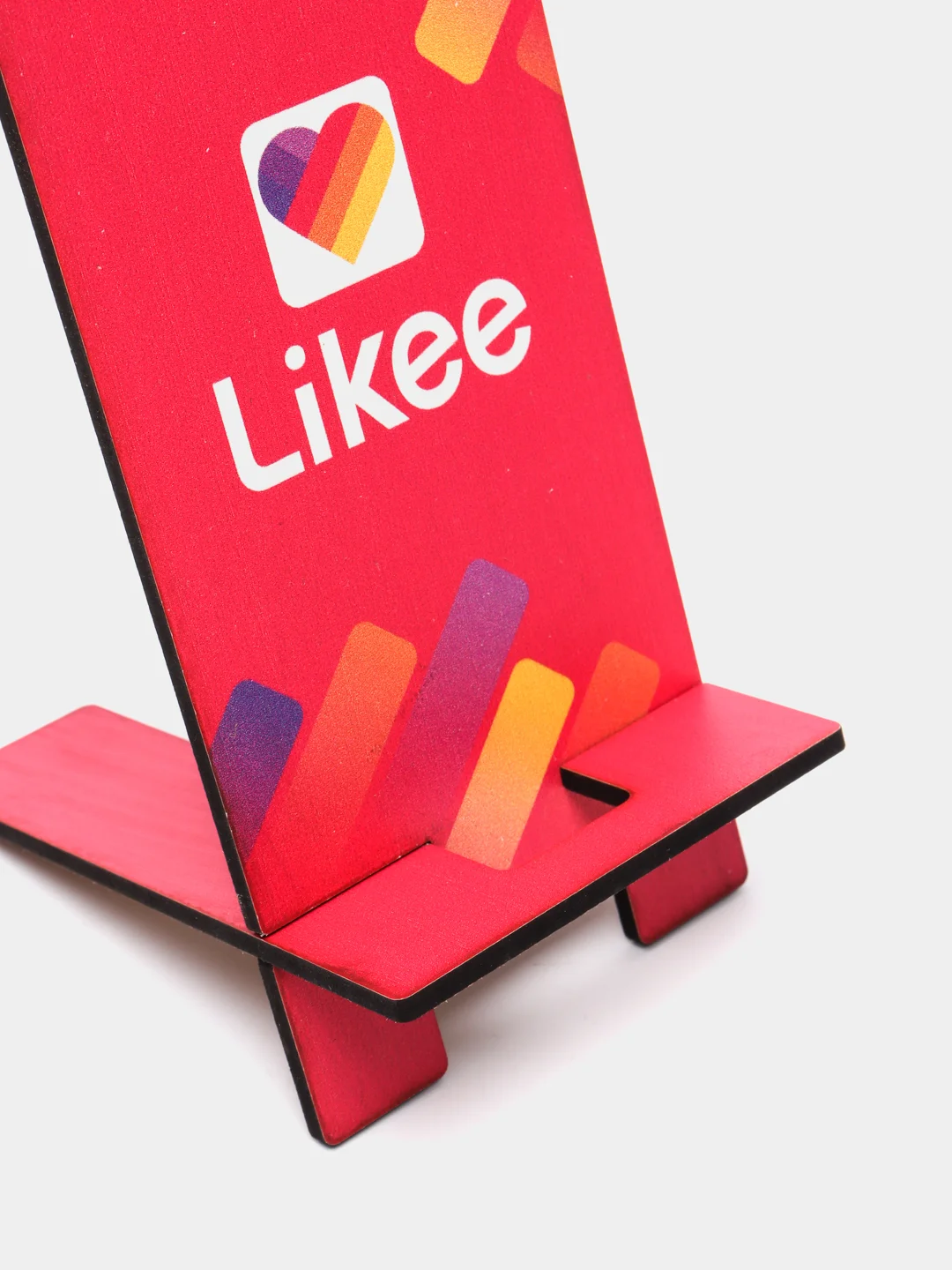 Деревянная подставка под телефон "Likee" ( на красном )