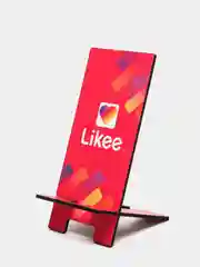 Деревянная подставка под телефон "Likee" ( на красном )
