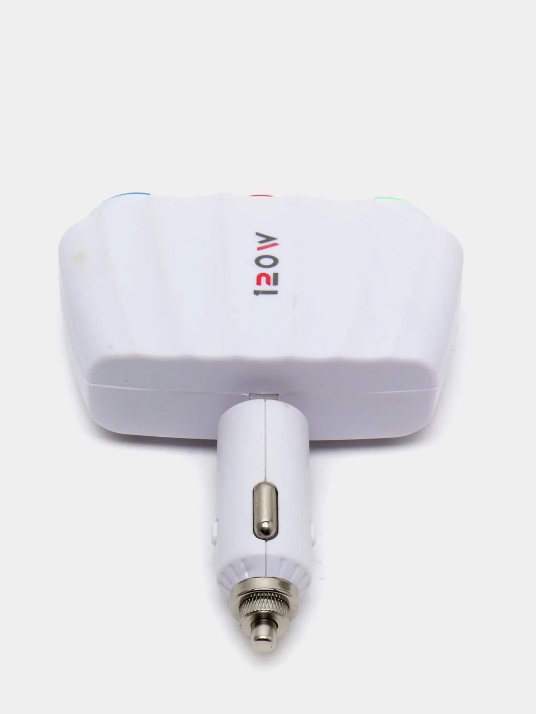 Белый автомобильное зарядное устройство 3в1. Разветвитель прикуривателя. USB-переходник