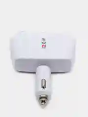 Белый автомобильное зарядное устройство 3в1. Разветвитель прикуривателя. USB-переходник