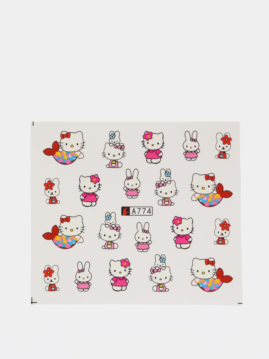 Красный слайдер-дизайн для ногтей, водные наклейки "Hello Kitty", 12 видов
